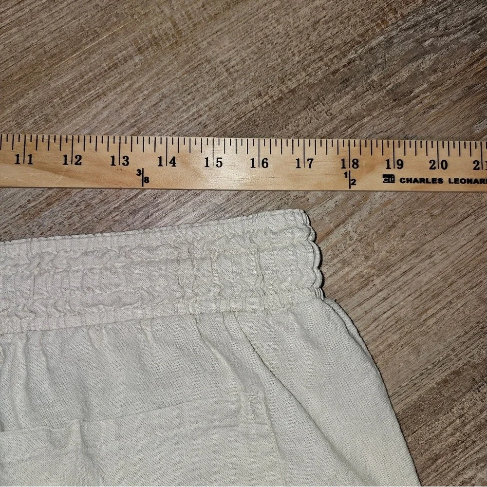 Linen Wide Leg Cargo Pants by Time & True Elastic and Drawstring Oatmeal Color L - Picture 5 of 10
